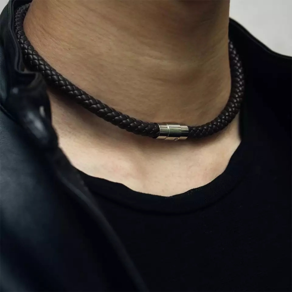 COPY - Men's leather braided rope necklace